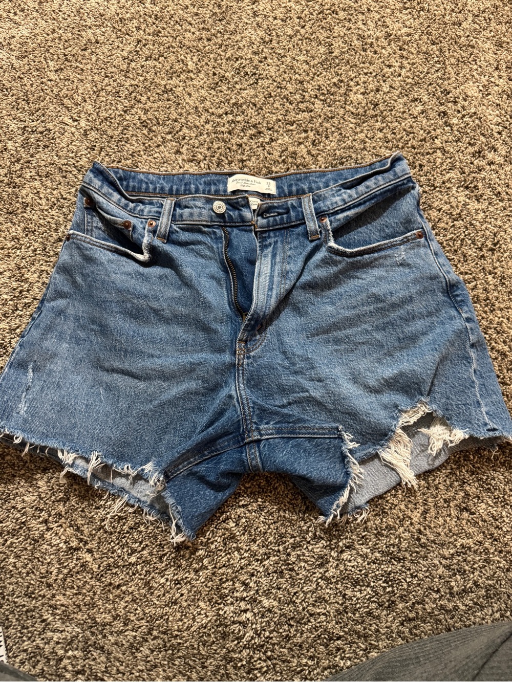 Abercrombie & Fitch Distressed Cutoff Jean Shorts - Blue Wash